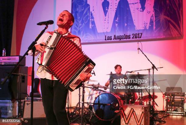 Ukrainian Band Vopli Vidopliassova play in front of an audience of 300 at the LA Ukrainian Center on September 09, 2017 in Los Angeles, California.