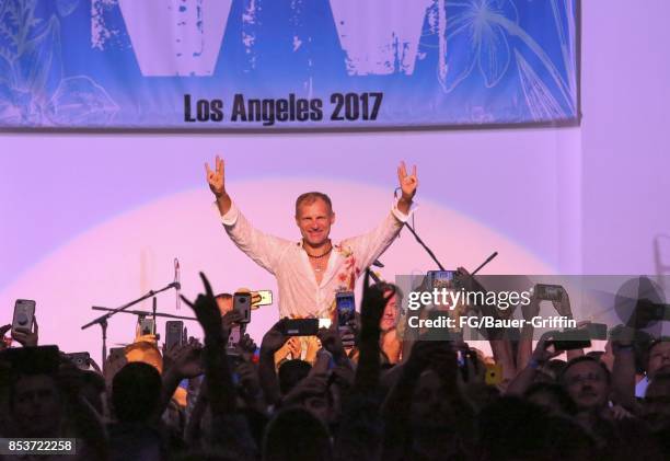 Ukrainian Band Vopli Vidopliassova play in front of an audience of 300 at the LA Ukrainian Center on September 09, 2017 in Los Angeles, California.