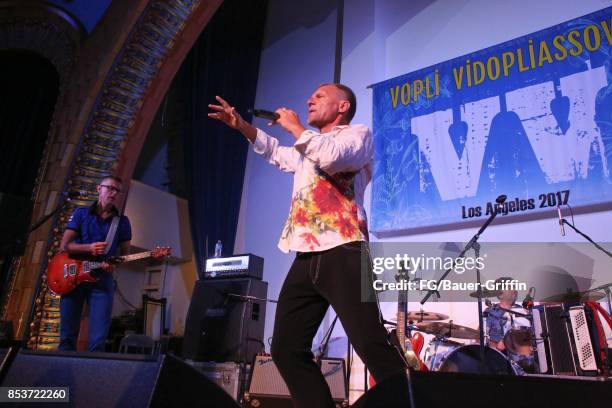 Ukrainian Band Vopli Vidopliassova play in front of an audience of 300 at the LA Ukrainian Center on September 09, 2017 in Los Angeles, California.