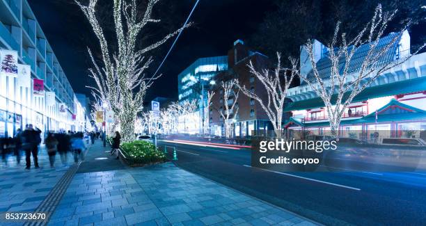tokyo omotesando street at night - omotesando stock pictures, royalty-free photos & images