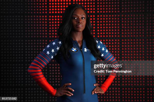 Bobsledder Aja Evans poses for a portrait during the Team USA Media Summit ahead of the PyeongChang 2018 Olympic Winter Games on September 25, 2017...