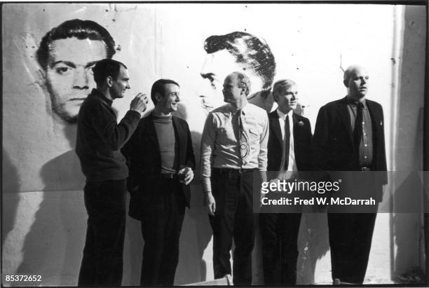 Portriat of five American pop artists, from left, Tom Wesselman , Roy Lichtenstein , James Rosenquist, Andy Warhol , and Swedish-born Claes...