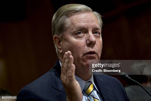 Senator Lindsey Graham, a Republican from South Carolina, speaks during a Senate Finance Committee hearing to consider the...