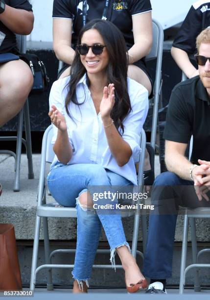 Meghan Markle attends the Wheelchair Tennis on day 3 of the Invictus Games Toronto 2017 at Nathan Philips Square on September 25, 2017 in Toronto,...