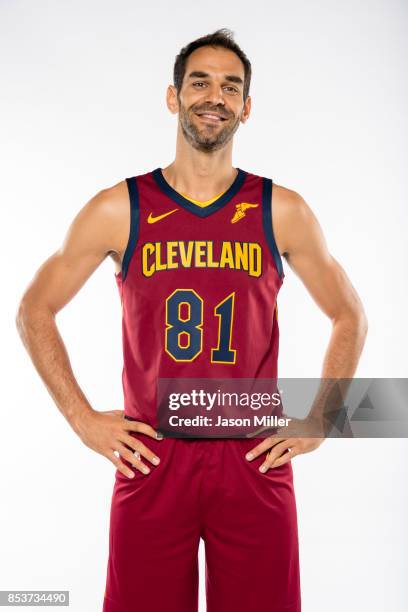 Jose Calderon of the Cleveland Cavaliers poses during media day at Cleveland Clinic Courts on September 25, 2017 in Independence, Ohio. NOTE TO USER:...