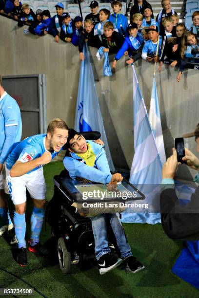 Anton Tinnerholm of Malmo FF after the Allsvenskan match between Malmo FF and IF Elfsborg at Swedbank Stadion on September 25, 2017 in Malmo, Sweden.