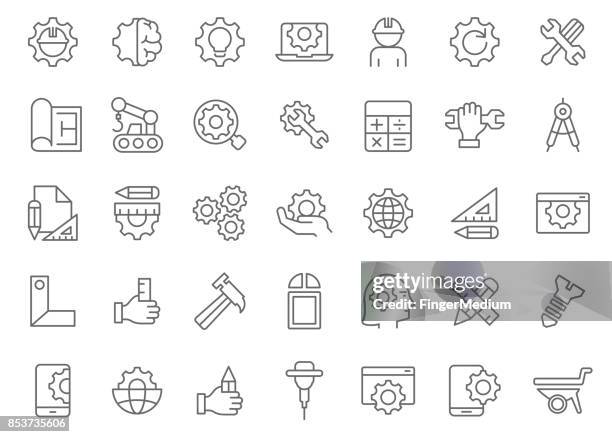 engineering icon set - instrument of measurement stock illustrations
