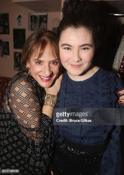 Patti LuPone and Lilla Crawford pose backstage at Broadway Cares Equity Fights AIDS benefit concert performance of "Deconstructing Patti" on Broadway...