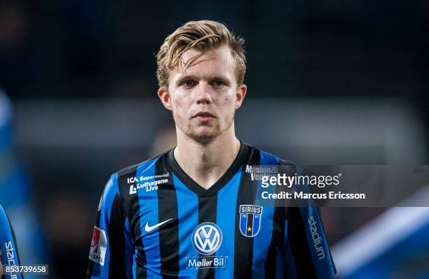 Oscar Kindlund of IK Sirius FK during the Allsvenskan match between IK Sirius FK and Orebro SK at Studenternas IP on September 25, 2017 in Uppsala,...