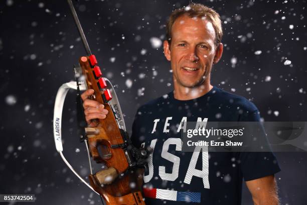 Biathlete Lowell Bailey poses for a portrait during the Team USA Media Summit ahead of the PyeongChang 2018 Olympic Winter Games on September 25,...