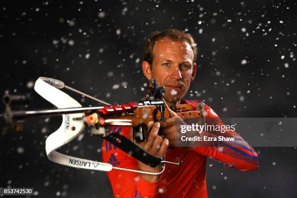 Biathlete Lowell Bailey poses for a portrait during the Team USA Media Summit ahead of the PyeongChang 2018 Olympic Winter Games on September 25,...