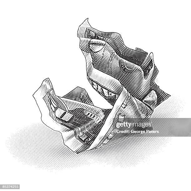 crumpled $50 bill - american fifty dollar bill stock illustrations