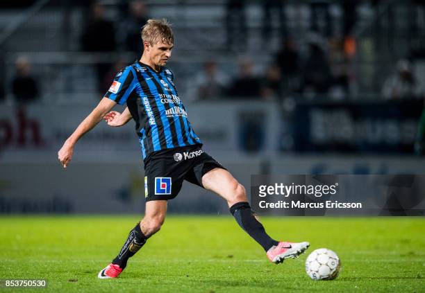 Oscar Pehrsson of IK Sirius FK during the Allsvenskan match between IK Sirius FK and Orebro SK at Studenternas IP on September 25, 2017 in Uppsala,...