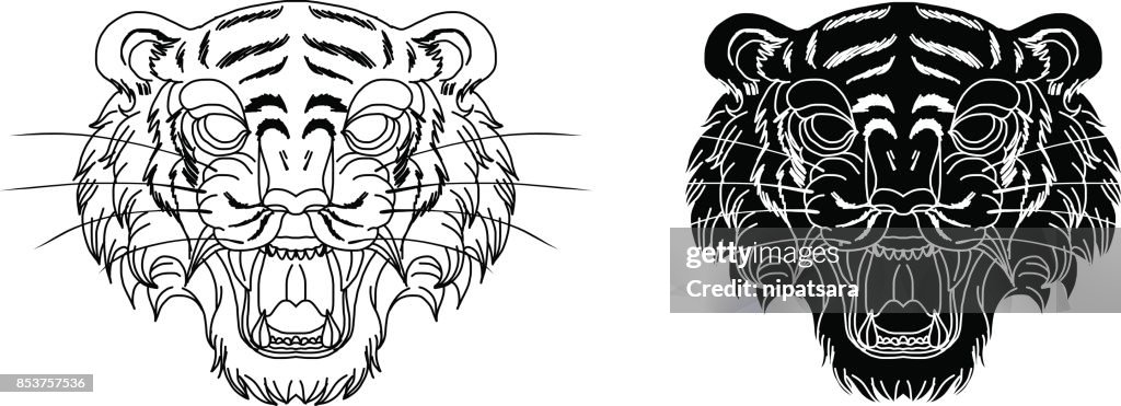 Hand Drawn Tiger Headtiger Face Tattoo Designtiger Tattoo High-Res Vector  Graphic - Getty Images