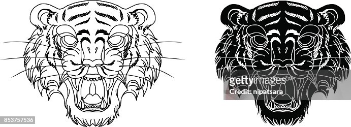 Hand Drawn Tiger Headtiger Face Tattoo Designtiger Tattoo High-Res Vector  Graphic - Getty Images