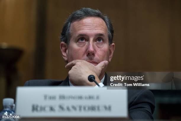 Former Sen. Rick Santorum, R-Pa., testifies during a Senate Finance Committee hearing on the proposal by Sens. Bill Cassidy, R-La., Sen. Lindsey...