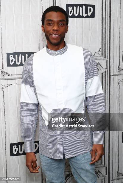 Actor Chadwick Boseman discusses his new movie "Marshall" at Build Studio on September 25, 2017 in New York City.