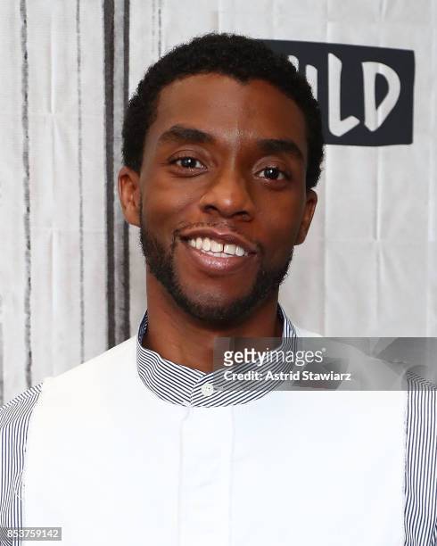 Actor Chadwick Boseman discusses his new movie "Marshall" at Build Studio on September 25, 2017 in New York City.