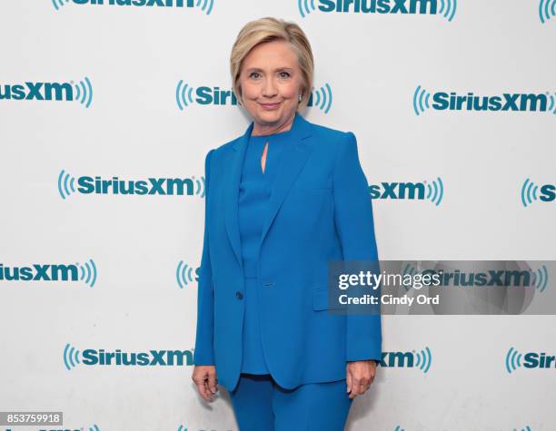 Former Secretary of State Hillary Clinton joins SiriusXM for a town hall event hosted by Zerlina Maxwell at SiriusXM Studios on September 25, 2017 in...