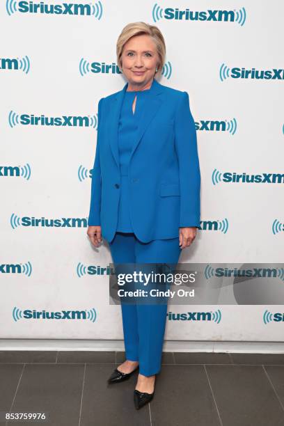 Former Secretary of State Hillary Clinton joins SiriusXM for a town hall event hosted by Zerlina Maxwell at SiriusXM Studios on September 25, 2017 in...