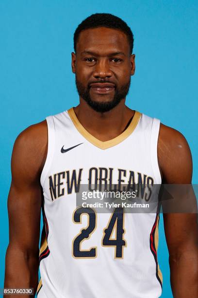 Tony Allen of the New Orleans Pelicans poses for a head shot during media day on September 25, 2017 at Smoothie King Center in New Orleans,...