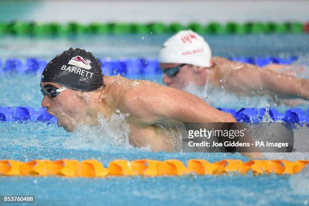 England's Adam Barrett in heat 4 of the Men's 100m Butterfly at Tollcross Swimming Centre, during the 2014 Commonwealth Games in Glasgow.