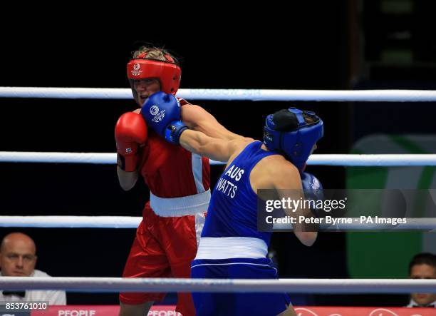 Northern Ireland's Alanna Audley-Murphy in action against Australia's Shelley Watts in the Women's Light Semi-final 1 at the SECC, during the 2014...