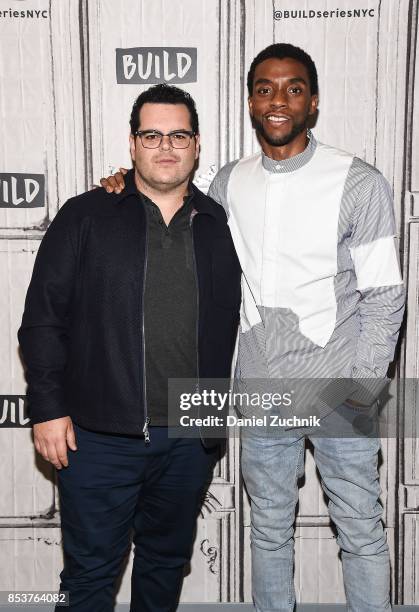 Josh Gad and Chadwick Boseman attend the Build Series to discuss the new movie 'Marshall' at Build Studio on September 25, 2017 in New York City.