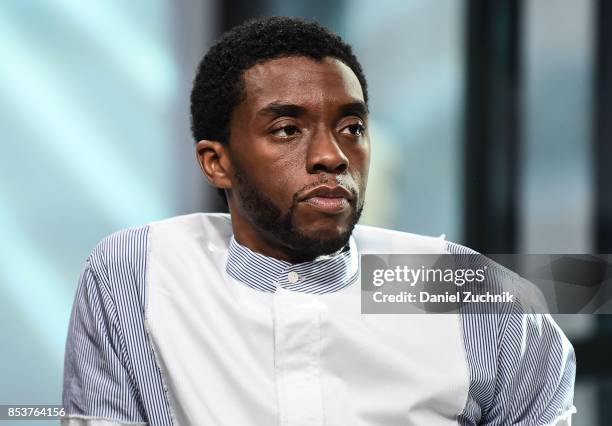 Chadwick Boseman attends the Build Series to discuss the new movie 'Marshall' at Build Studio on September 25, 2017 in New York City.