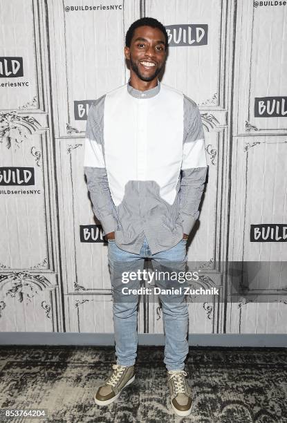 Chadwick Boseman attends the Build Series to discuss the new movie 'Marshall' at Build Studio on September 25, 2017 in New York City.