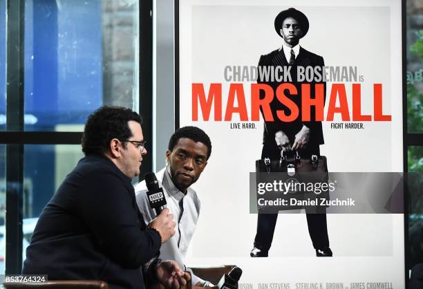 Josh Gad and Chadwick Boseman attend the Build Series to discuss the new movie 'Marshall' at Build Studio on September 25, 2017 in New York City.