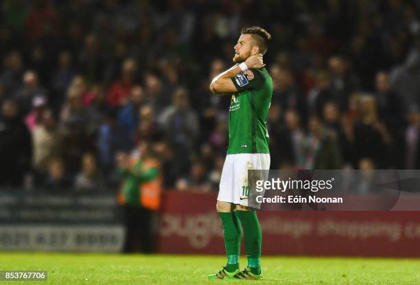 Cork , Ireland - 25 September 2017; A dejected Steven Beattie of Cork City of Cork City after the final whistle during the SSE Airtricity Premier...