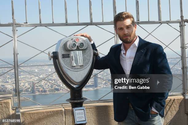 Actor Mike Vogel visits The Empire State Building to promote the show "The Brave" on September 25, 2017 in New York City.