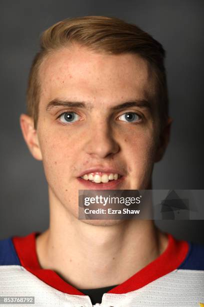 Ice Hockey player Troy Terry poses for a portrait during the Team USA Media Summit ahead of the PyeongChang 2018 Olympic Winter Games on September...