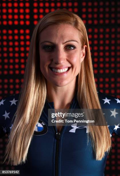 Bobsledder Jamie Greubel Poser poses for a portrait during the Team USA Media Summit ahead of the PyeongChang 2018 Olympic Winter Games on September...