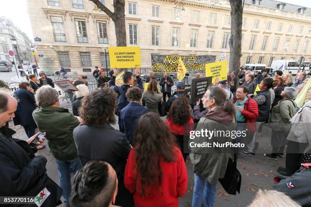 Protesters rally to protest against 'permanent state of emergency' in Paris on September 25 in front of the French National Assembly. The French...