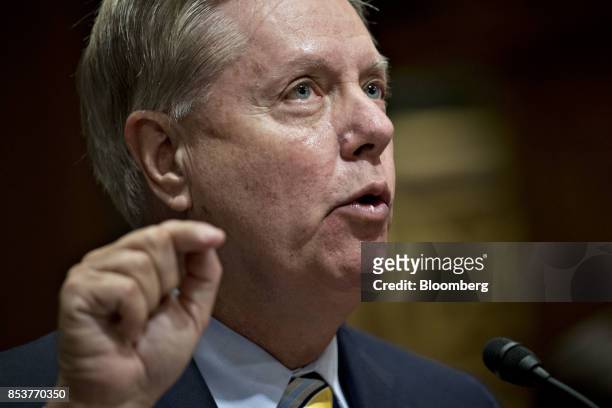 Senator Lindsey Graham, a Republican from South Carolina, speaks during a Senate Finance Committee hearing to consider the...