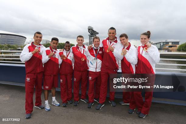 The seven England Boxers Qais Ashfaq, Sam Maxwell, Joe Joyce, Nicola Adams, Scott Fitzgerald, Coach Lee Murgatroyd, Joe Joyce, Anthony Fowler and...