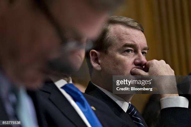 Senator Michael Bennet, a Democrat from Colorado, listens during a Senate Finance Committee hearing to consider the Graham-Cassidy-Heller-Johnson...