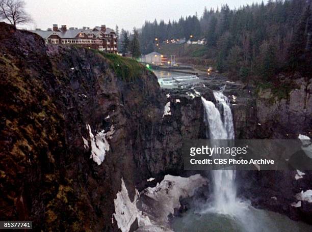 View of the Snoqualmie Falls in a scene screen grab from the pilot episode of the television series 'Twin Peaks,' originally broadcast on April 8,...