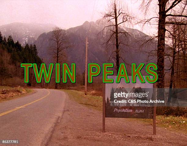 The title scene screen grab from the pilot episode of the television series 'Twin Peaks,' originally broadcast on April 8, 1990. It was filmed on...
