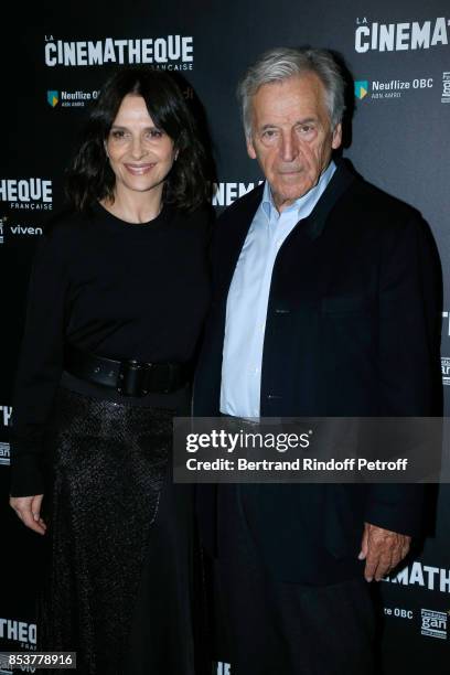 Actress of the movie Juliette Binoche and President of Cinematheque Francaise Constantin Costa-Gavras attend the "Un beau soleil interieur" Paris...