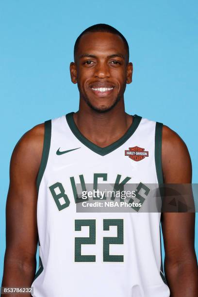 Khris Middleton of the Milwaukee Bucks poses for a head shot during media day on September 25, 2017 at the Froedtert and Medical College of Wisconsin...