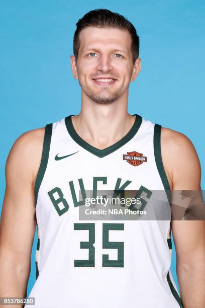 Mirza Teletovic of the Milwaukee Bucks poses for a head shot during media day on September 25, 2017 at the Froedtert and Medical College of Wisconsin...