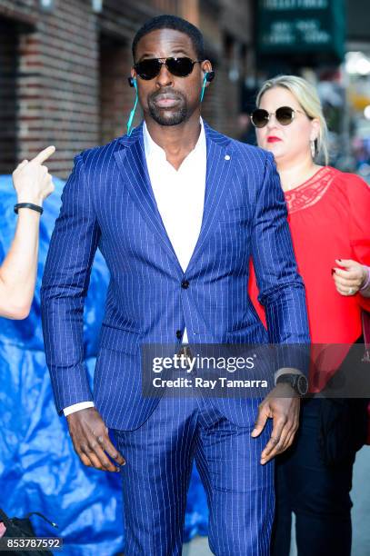 Actor Sterling K. Brown enters the "The Late Show With Stephen Colbert" taping at the Ed Sullivan Theater on September 25, 2017 in New York City.