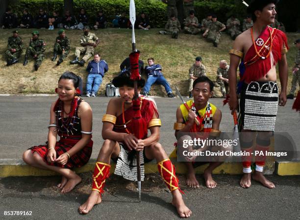The Nagaland Folkloric Group from North-East India at a rehearsal at Redford Cavalry Barracks in Edinburgh for the Royal Edinburgh Military Tattoo...