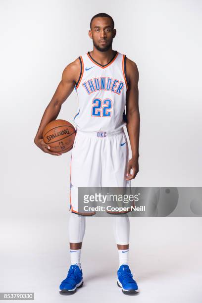 Markel Brown of the Oklahoma City Thunder poses for a photo during media day at Chesapeake Energy Arena on September 25, 2017 in Oklahoma City,...
