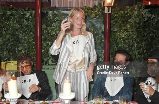 Caroline Winberg speaks as Luke Day, Jonathan Heaf and Jonas Akerlund look on at the CDLP Crayfish Party at Mark's Club on September 25, 2017 in...