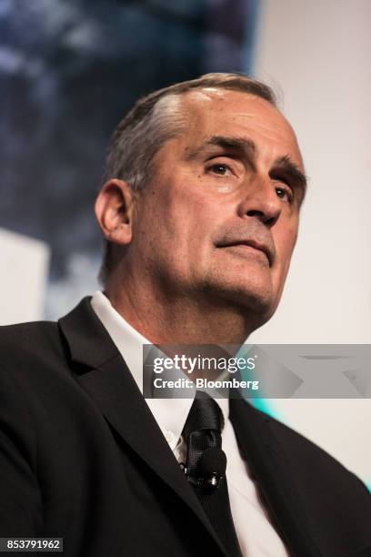 Brian Krzanich, chief executive officer of Intel Corp., listens during the CEO Initiative event in New York, U.S., on Monday, Sept. 25, 2017. The CEO...