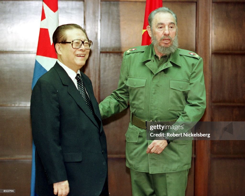 Chinese President Jiang Zemin with Castro in Havana